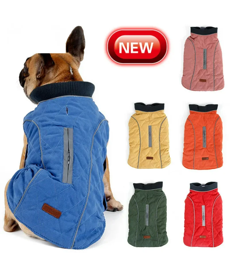 

High Quality Dog clothes Quilted Dog Coat Pet Warm Jacket Vest New Big Dog Retro Cozy Thick Vest Clothing 6 Colors
