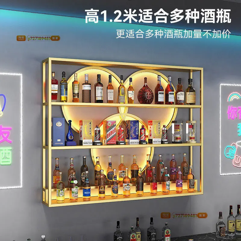Industrial style wall-mounted bar wine rack catering cashier background wall rack wine cabinet wine display rack