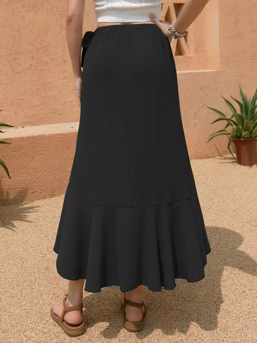 ارتفاع الخصر لوتس لو الدانتيل يصل تنورة با مرونة f الجسم تنورة المرأة عارضة البوليستر غير المستوية تنحنح فضفاضة تناسب