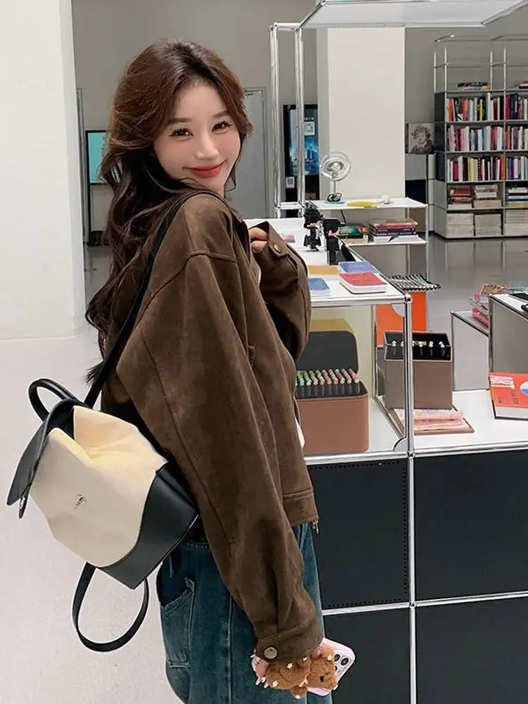 سترة Browan Suede ort Jaet للسيدات لخريف وشتاء 2025 دراجة نارية أمريكية جديدة Sle سترة جلدية رائعة وقوية #3