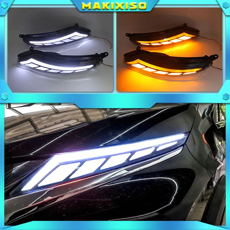 2Pcs LED Daytime Running Light For Mitsubishi Xpander 2017 2018 2019 2020 12V Car DRL fog lamp With Yellow Turn Signal