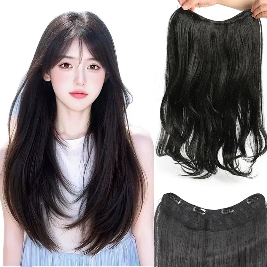 Synthetic Wig Women's Traceless Invisible U-shaped Long Straight Hair Natural Extension Wig for Daily Party Halloween Christmas