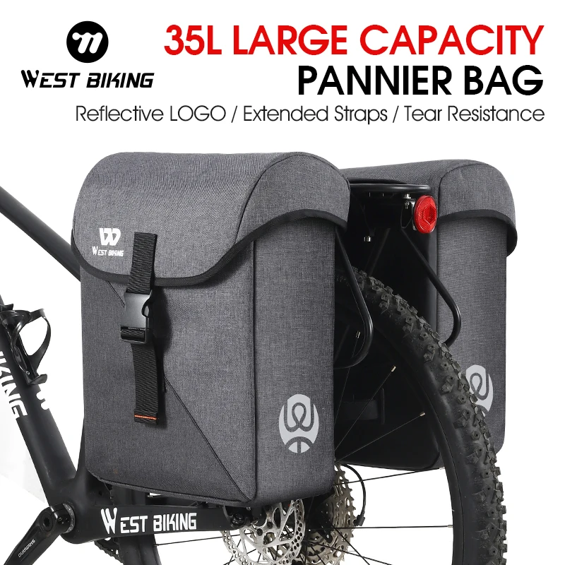 

WEST BIKING 35L Large Capacity Bike Panniers Bicycle Rear Double Sides Bag Cycling Luggage Carrier MTB Cruisers Bike Cargo Bag