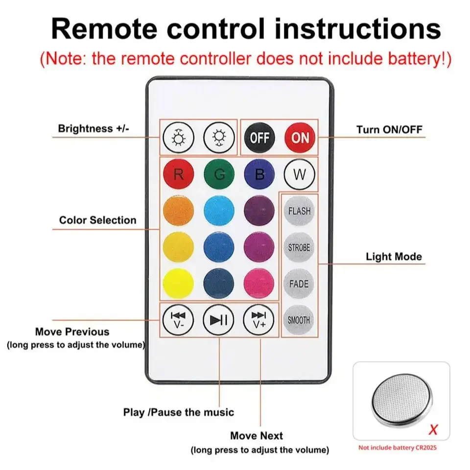 Lâmpada Musical Bluetooth E27, Luz Ambiente de Palco com Controle de Som, Lâmpada de DJ com Controle Remoto para Bares e Festas
