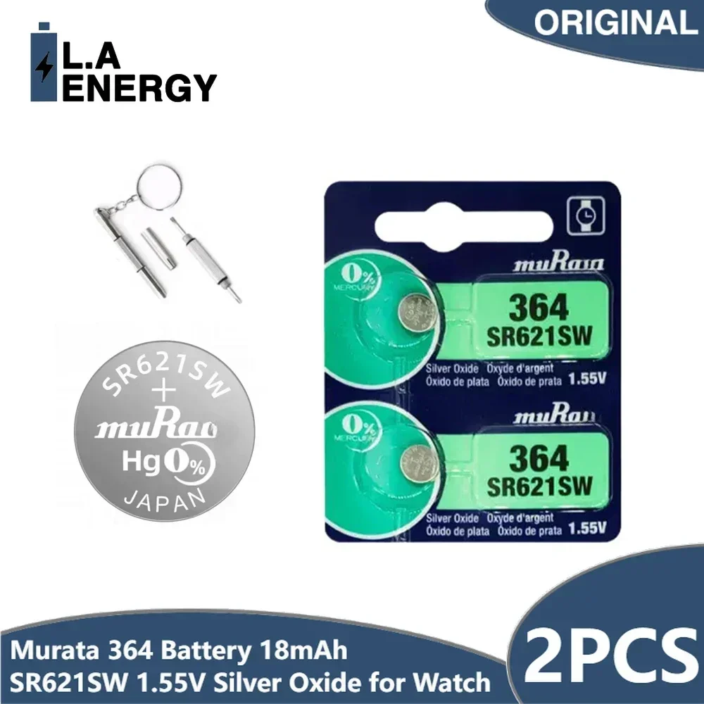 2PCS Original for Murata 364 Battery SR621SW High Quality 1.55V Silver Oxide Watch Button Cell Battery for Calculator