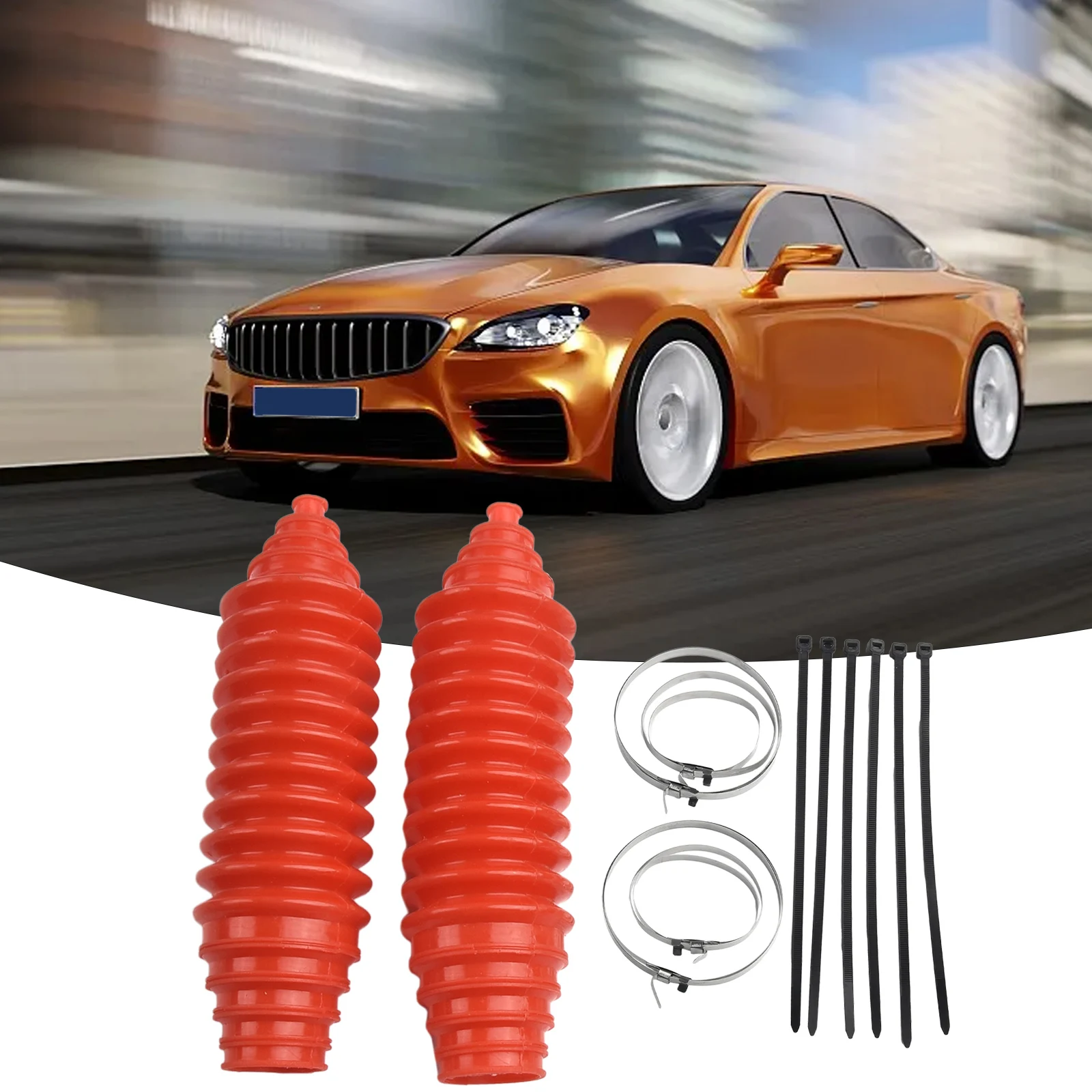 

2 Sets CV Boot Kit Silicone Rack And Pinion Steering Boot Pinion Boot Gaiter Kit Car Gaiter Pinion Boots With Tie And Clips