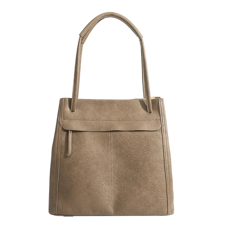 

Large-capacity Soft Leather Bucket Bag Women Commuter Tote Bag Vegetable Tanned Leather High-quality One-shoulder Bag