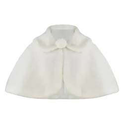 Châle en peluche pour filles, robe de princesse élégante, manteau assressenti, cape à revers solide, accessoires pour enfants Everak, fleur