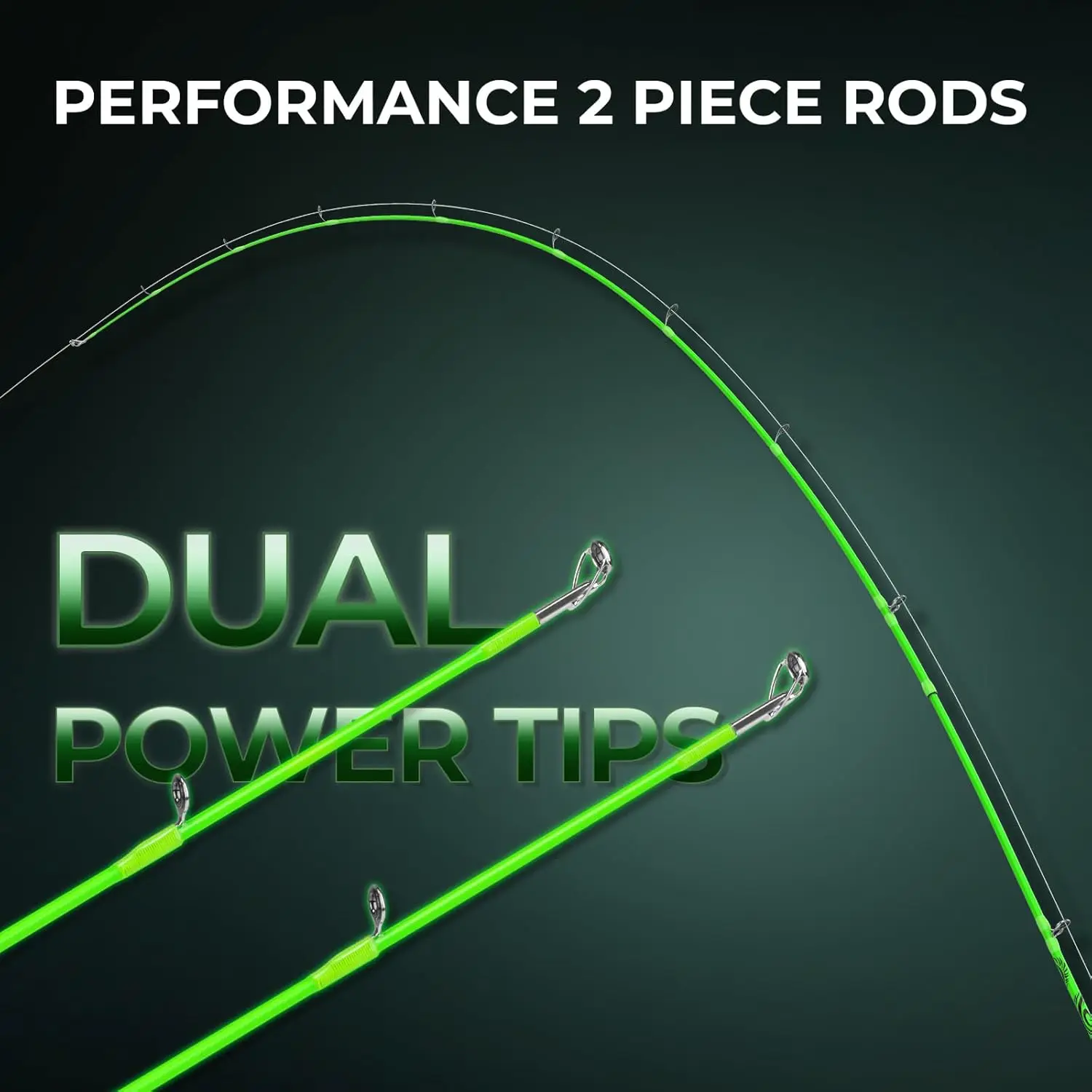 Dual-tip Fishing Rod & Reel Combo, Dual Tips Section for Different Powers, IM6 Graphite 2Pc Blanks, KastFlex Technology,Rubber