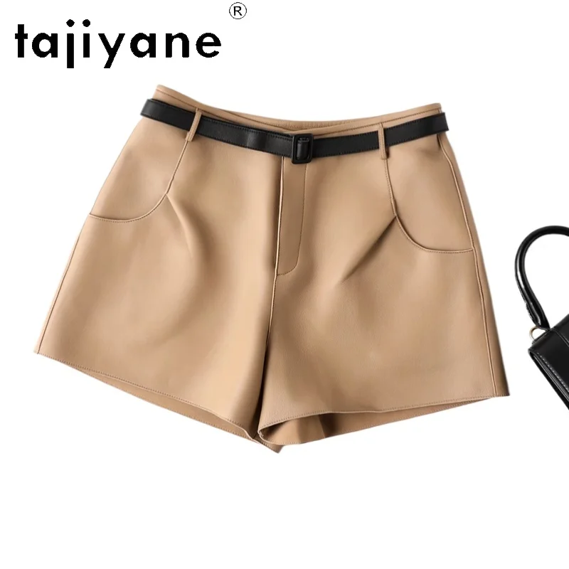 TAJIYANE Genuine Leather Shorts Woman High Waist Real Sheepskin Short Pants Casual Fashion Spring Women Clothing 2025 шорти