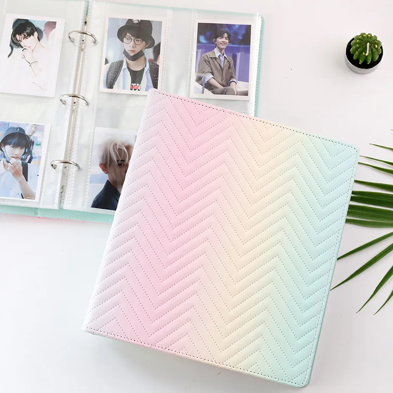 Rainbow Color PU Leather A5 Wide Binder Photocards Book Style Album for 3 Inch 4 Inch 6 Inch Mini Instax Card Album de Photos