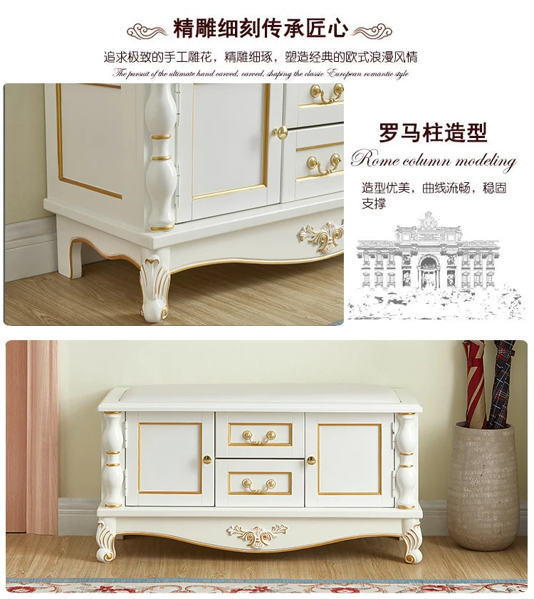 Sgabello europeo per cambio scarpe in legno massello, appendiabiti, sgabello per scarpe nella porta, espositore multifunzionale per appendere la camera da letto, storag