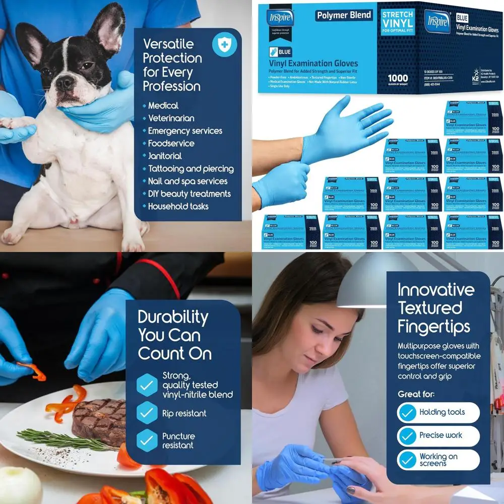 

Одноразовые нитрил-виниловые смотровые перчатки – без латекса, медицинского назначения, подходят для многократного использования, включая приготовление пищи