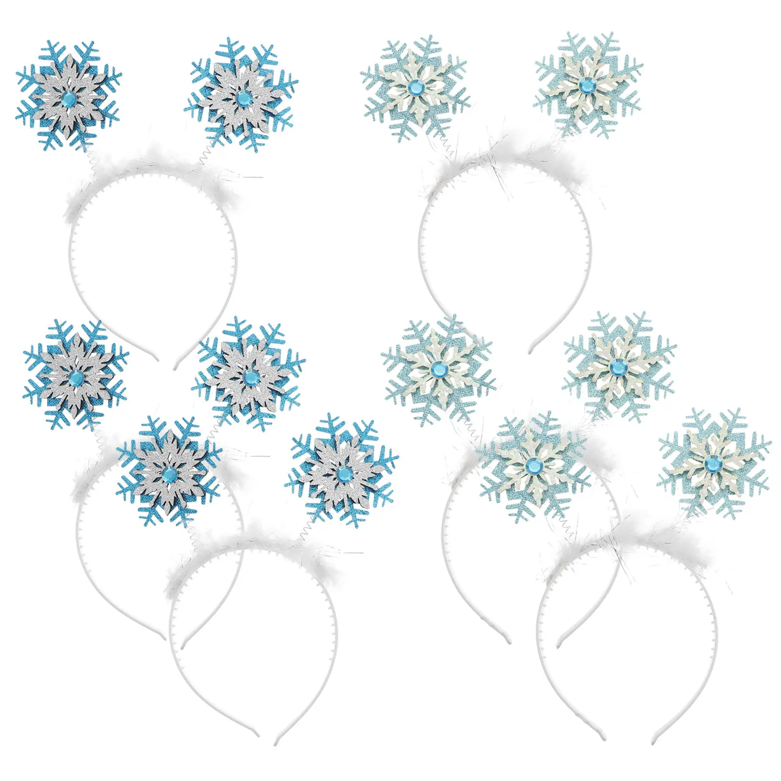 6Pcs Hair Hoops Glitter Powder Headdress Christmas Party Hairbands Kids Hair Decoration Xmas Headwear Festival