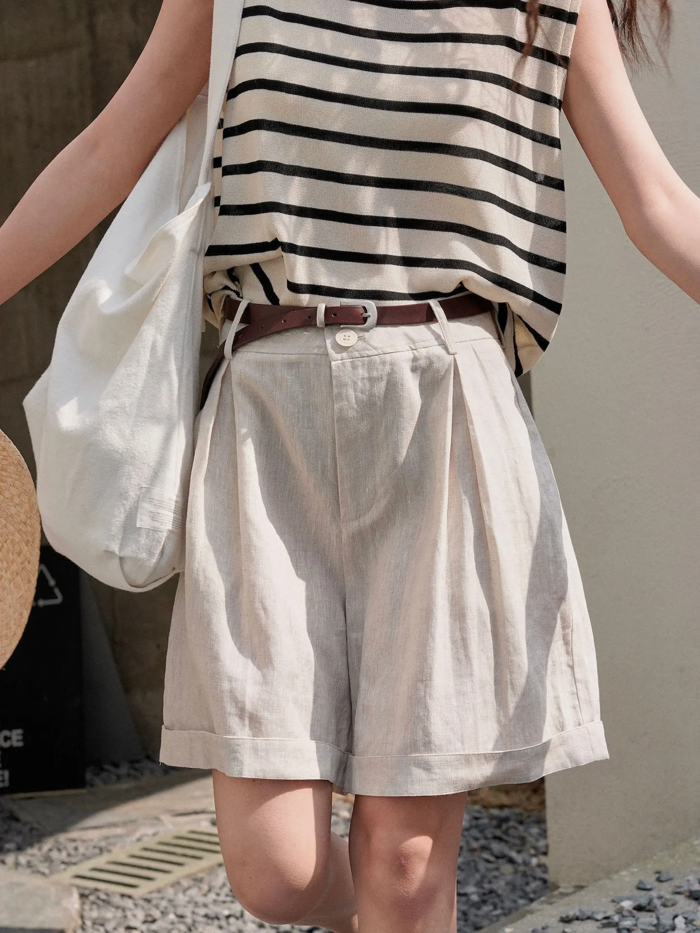 Summer Women's Casual Solid High Waist Loose Wide Leg Shorts