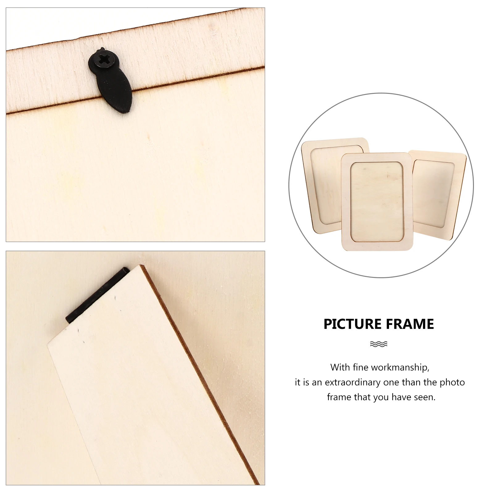 

3pcs Diy Wooden Picture Natural Durable Craft Painting For Home Decoration Desktop Photo Display Art Frame Wood Craft Frame