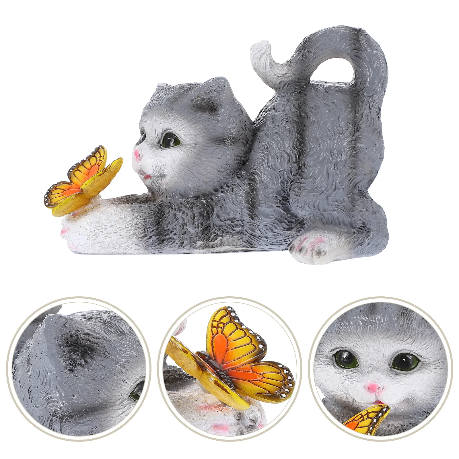 

Cute Resin Cat Lifelike Statue Home Office Decor Desktop Ornament Small Animal Gift For Lovers Simulation Kitten Decoration