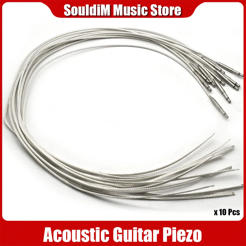 

10pcs Ultra thin saddle piezoelectric acoustic guitar cartridge tuner cable silver for EQ components