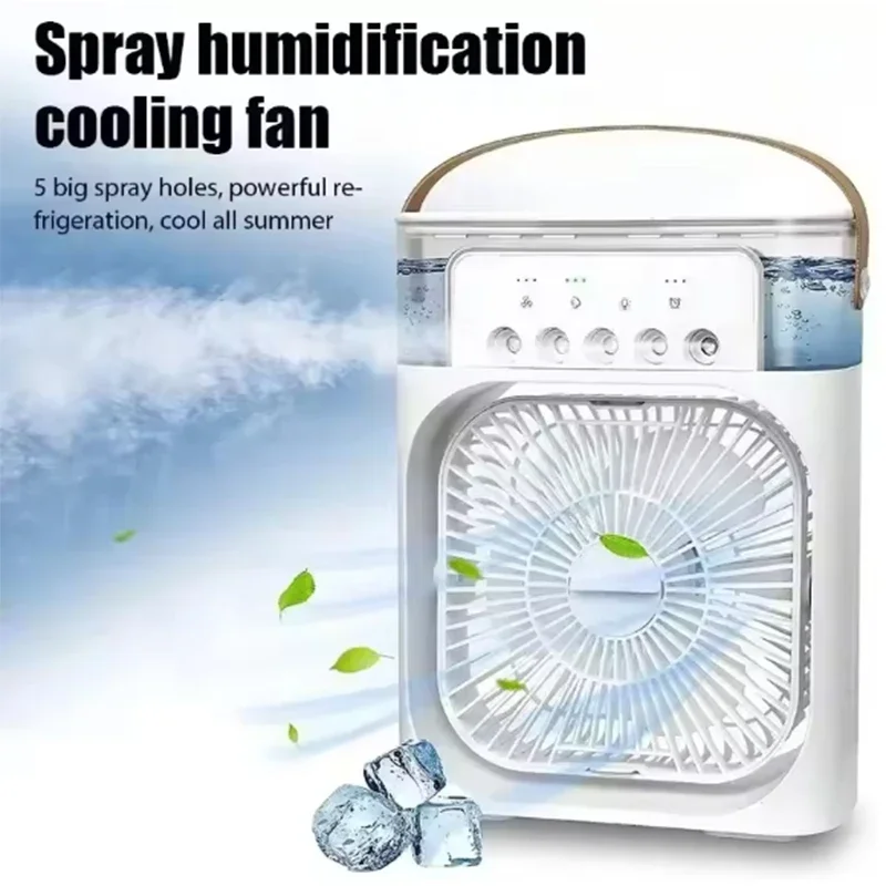 3 In 1 Fan Portable Humidifier Fan AIr Conditioner Household Small Air Cooler USB Electric Fan LED Night Light Water Mist