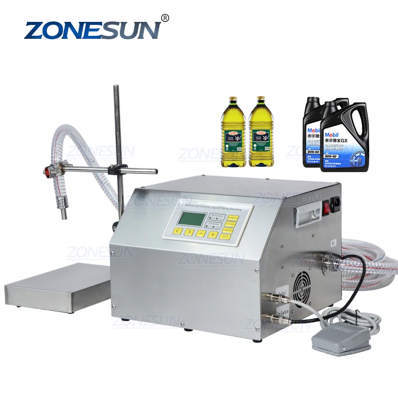 ZONESUN ZS-GP261W Semi Automatic Edible Oil Hydraulic Engine Oil Weighing Filling Machine Gear Pump Plastic Bottle Vial Filler