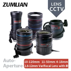 ZUMLIAN CCTV Lens 11-50mm 10-120mm 4-18mm Varifocal Lens 1/1.8'' Cameras C/CS-Mount 8MP 1/1.7'' IR for 4K Surveilance Camera