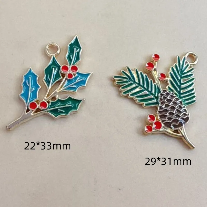 10PCS Enamel Christmas Pinecone Charms Alloy for Earrings Bracelet necklaces Pendants DIY Jewelry Making accessories