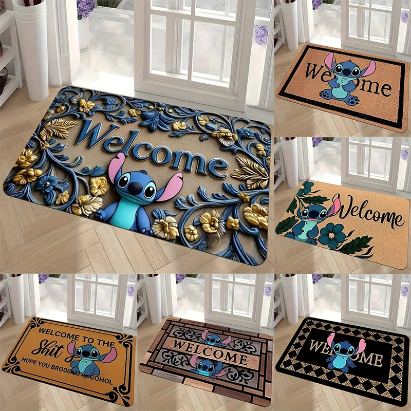 

MINISO Cute Stitch Print Entrance Doormat Non-Slip Indoor Outdoor Carpet for Living Room Home Decor Soft Mat Decoration Rug