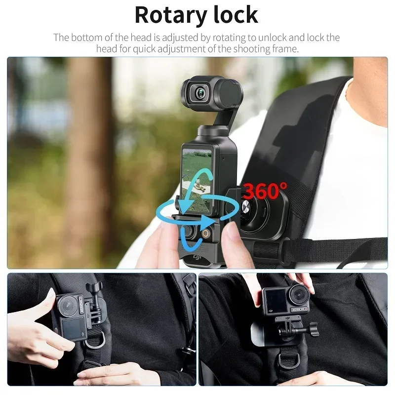 

Magnetic Backpack Clip for DJI Action 4 3 2/Pocket 2/Insta360 X3 X2/Gopro Camera Accessories 360° Rotation Clamp Mount