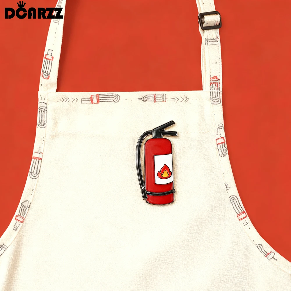 DCARZZ Extinguisher Red Enamel Brooch Pin for Women Men Firefighter