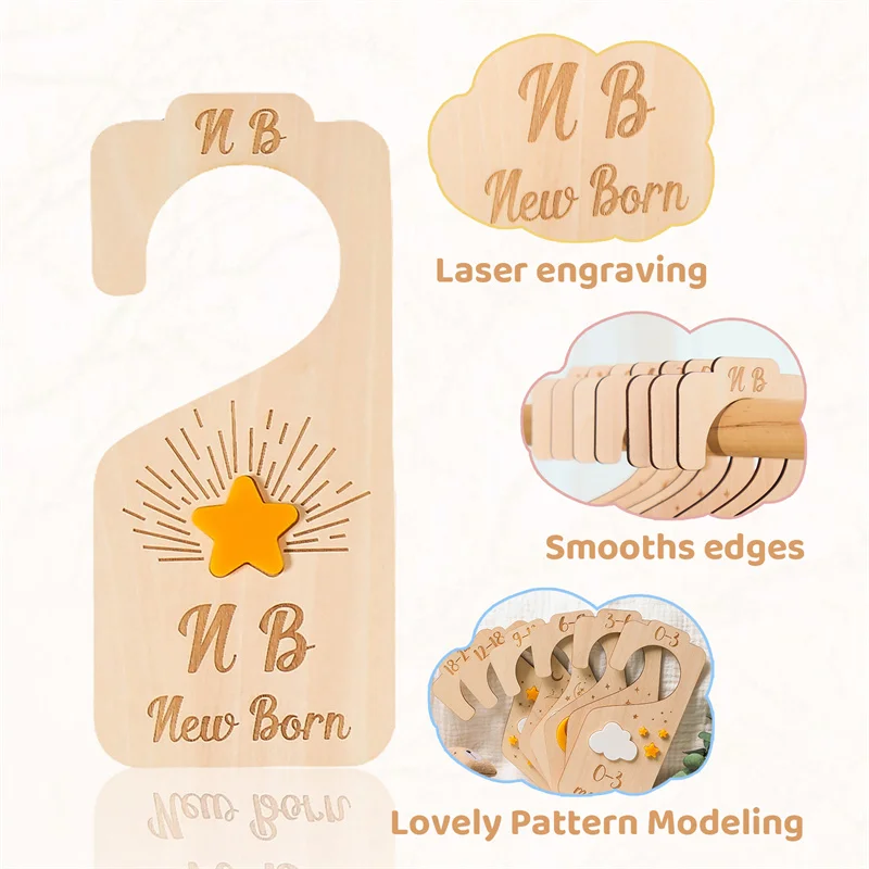 7PC Baby Wooden Milestone Card Newborn 0-24 Monthly Card Sticker Infant Clothe Separator Photography Prop Accessories Birth Gift