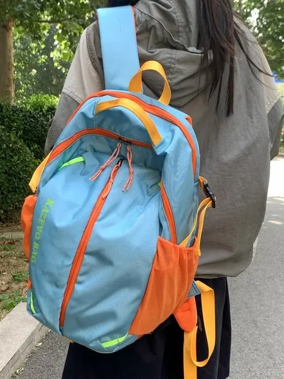 Japanese Style High Aesthetic Contrast Color Backpack Lightweight Outdoor Sports Large Capacity Dual-shoulder Bag for Women S...