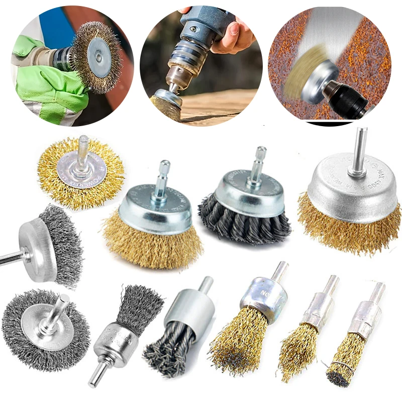 

Wire Brush Wheel Cup Brush Set Polishing Wheel Brush Abrasive Tool for Dremel Rotary Tool Metal Polishing Tool 6/9/12 PCS