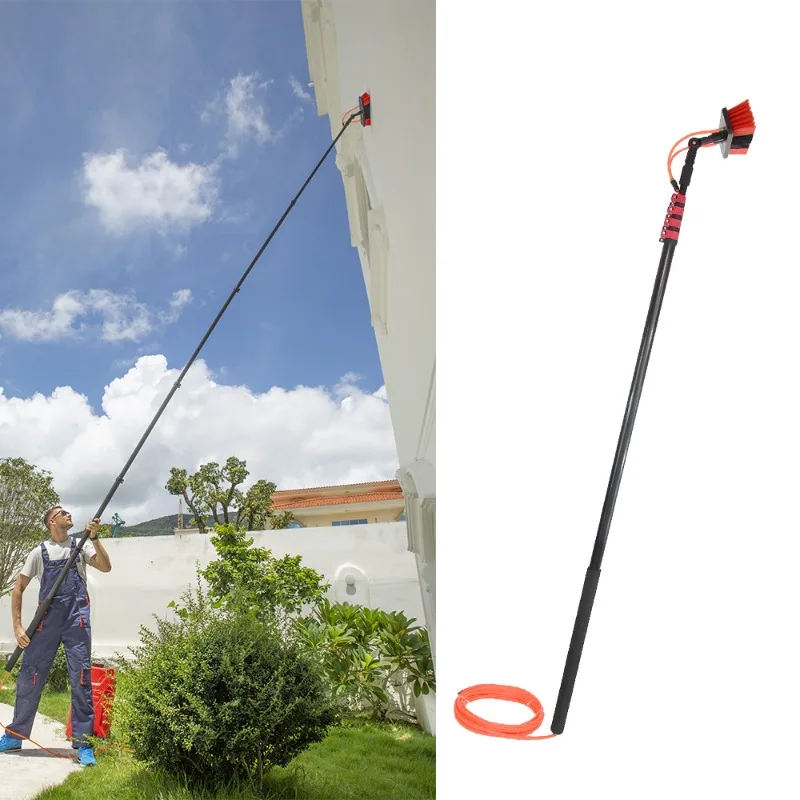 Expansion tool water supply adjustable telescopic rod with cleaning brush for window cleaning