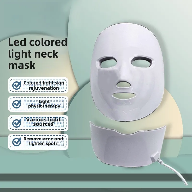Máscara de rejuvenescimento de fóton colorido recarregável instrumento espectro facial LED máscara de pescoço instrumento de beleza