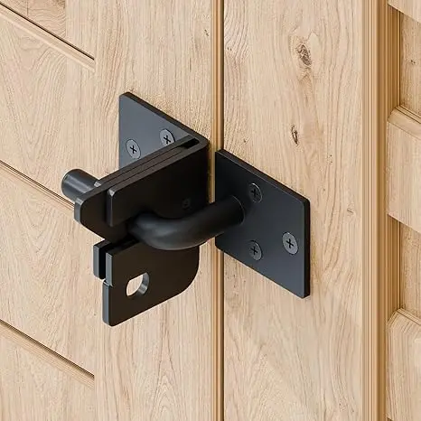 Right Side Opening Automatic Self Locking Door Lock for Wooden Fence Gravity Lever Door Lock for  Fence Door Black Track W 40mm