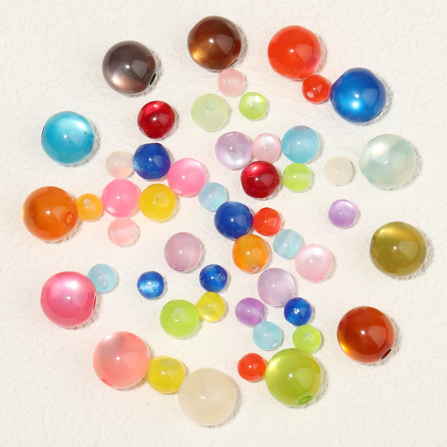 6mm 8mm 12mm Colorful Cat Eye Resin Beads Round Loose Spacer Beads for Jewelry Making Diy Bracelet Necklace Earrings Accessories