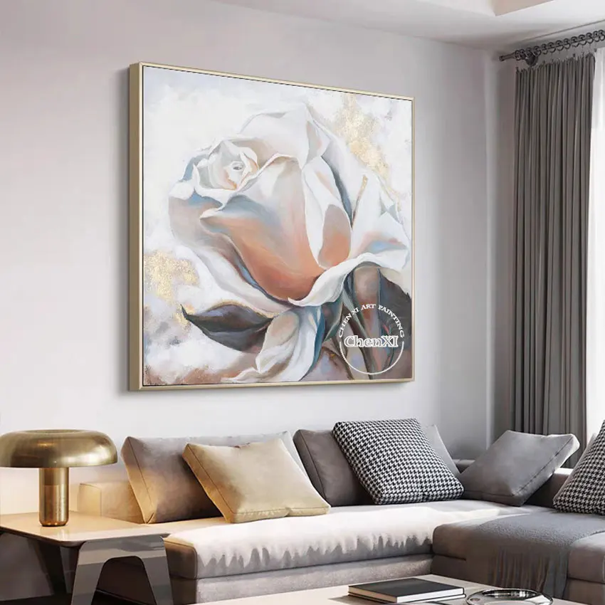 Large Flower Poster Art Office Decorative Rose Oil Painting Modern Luxury Wall Hangings Canvas Artwork Dropshipping Home Goods