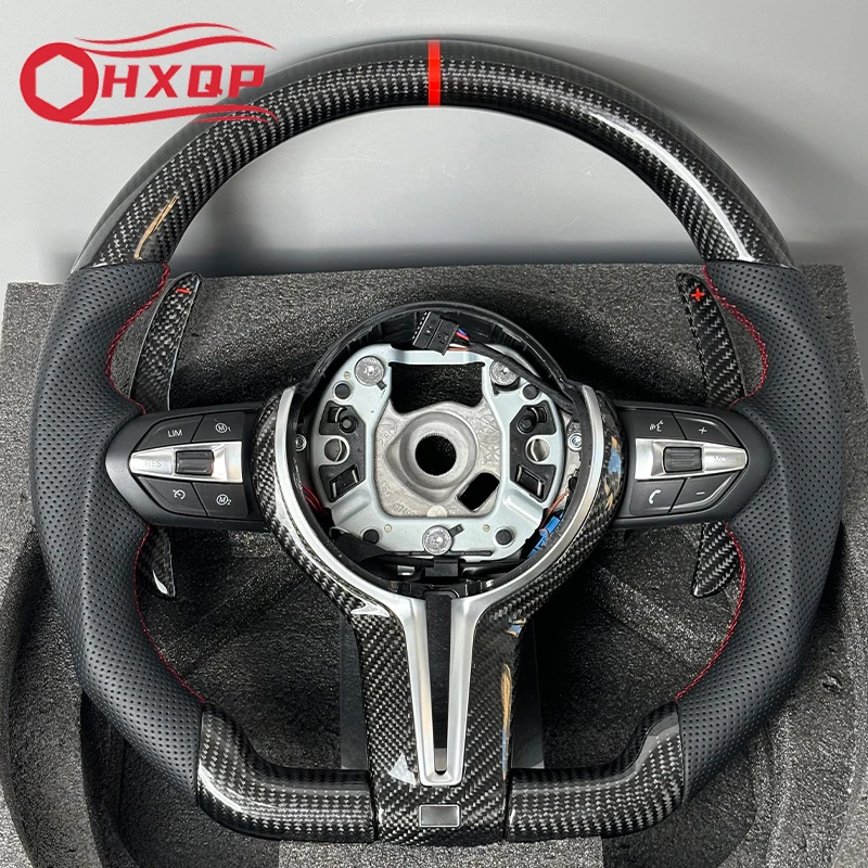 カスタマイズされたカーボンファイバーステアリングホイール,bmw f30,f31,f34,x1,x2,x3,f25,f32,f33,f36,f48,f39,f49,f10,f11 f07