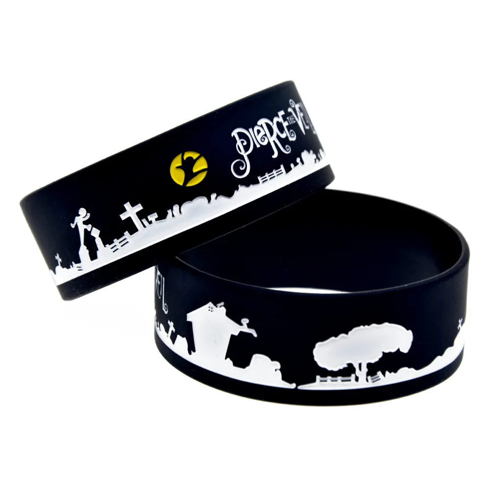 1 PC Pierce The Veil Silicone Bracelet 1 Inch Wide Bangle Men and Women Wristbands For Music Concert