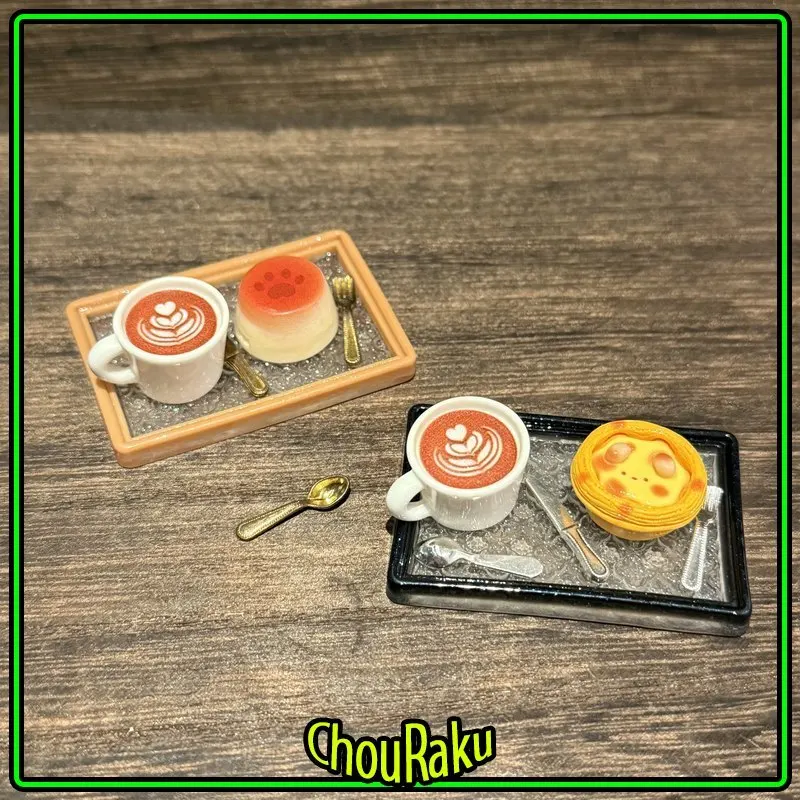 1/12 Scale Miniature Pudding Cake Coffee Set Dessert Model Afternoon Tea Dollhouse Decoration Accessory Simulated Food Toys