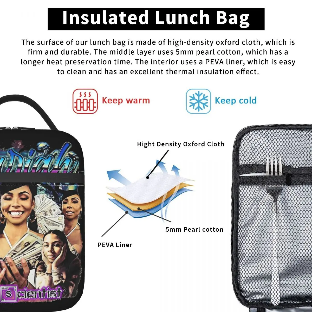 Vintage Mariah The Scientist Product Insulated Lunch Bag For Travel Food Storage Bag Portable Cooler Thermal Lunch Boxes