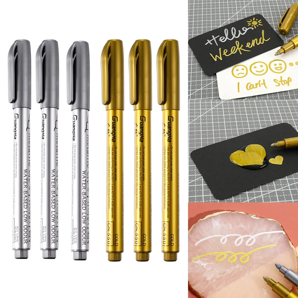 

1.5mm Gold Silver Color Metal Waterproof Permanent Paint Marker Pens for DIY Paint Epoxy Resin Mold Pen Art Crafts Supplies