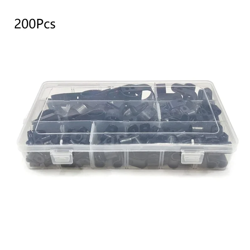 Set of 200 Nylon Wire Clip Convenient Black Cable Clamps Nylon Clip Assortment for Cable Organization Wire Managements