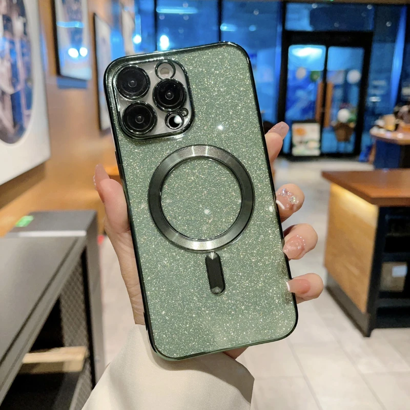 

Creative Glitter Plated CD Pattern Magnetic Phone Case Suitable for IPhone 16 Pro 15 14 13 12 11 Pro Max Anti Drop and Anti-wear