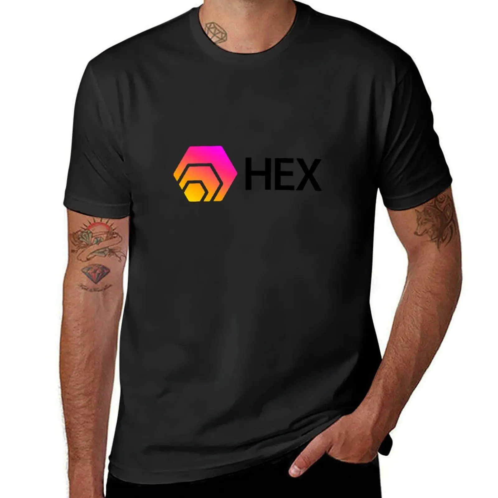 

HEX logo & black text T-Shirt blue lock Man t-shirt kawaii clothes anime shirts men