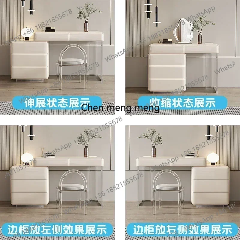 

E136 Luxury Modern Dressing Tables Light Mirror Nordic Ins Dressers White Makeup Table Cabinet Toaletka Do Sypialni Bedroom Fur
