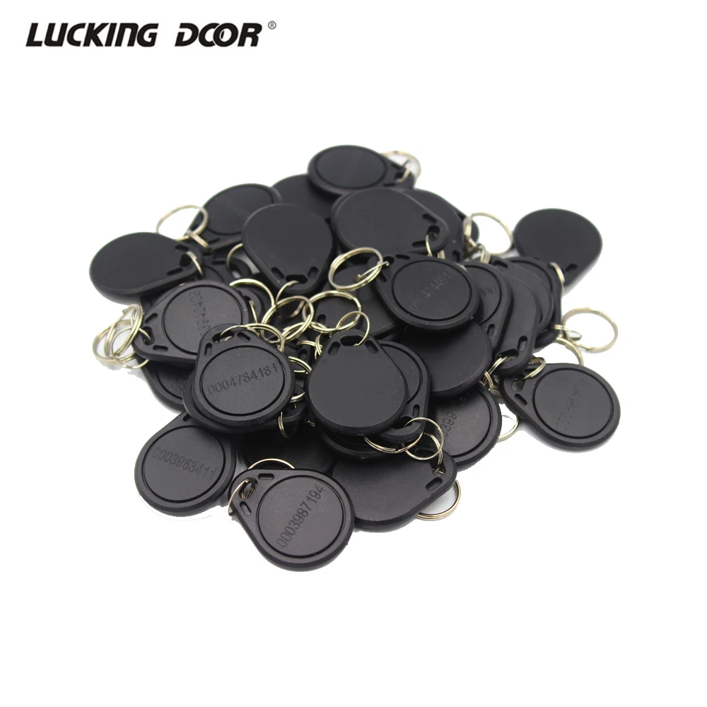 

LUCKING DOOR 100pc/lot 125khz RFID Keychain NO3 ID Keyfob RFID Tag TK4100 Access Control Card Sticker Key Fob Ring Proximity