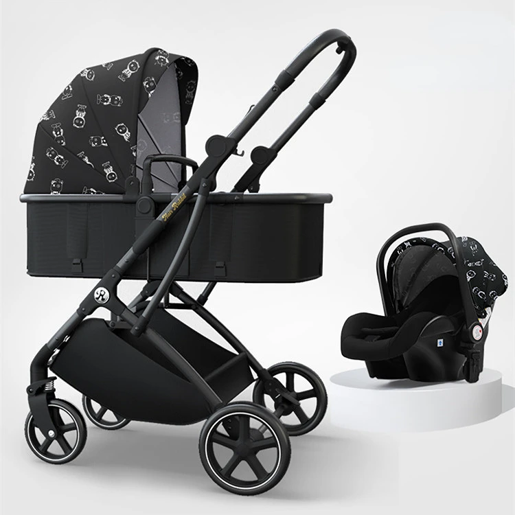 Cochecito de bebé 3 en 1, carrito plegable con absorción de impacto, vista alta, novedad de 2024