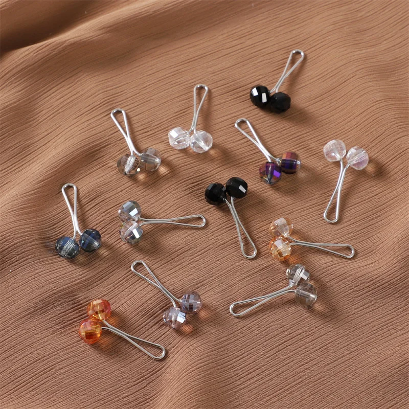 Veil Needle Silk Scarf Clip Jewelry Neck Clip Crystal Big Watermelon Ball ShapeUType Clip Scarf Buckle Brooch Pin