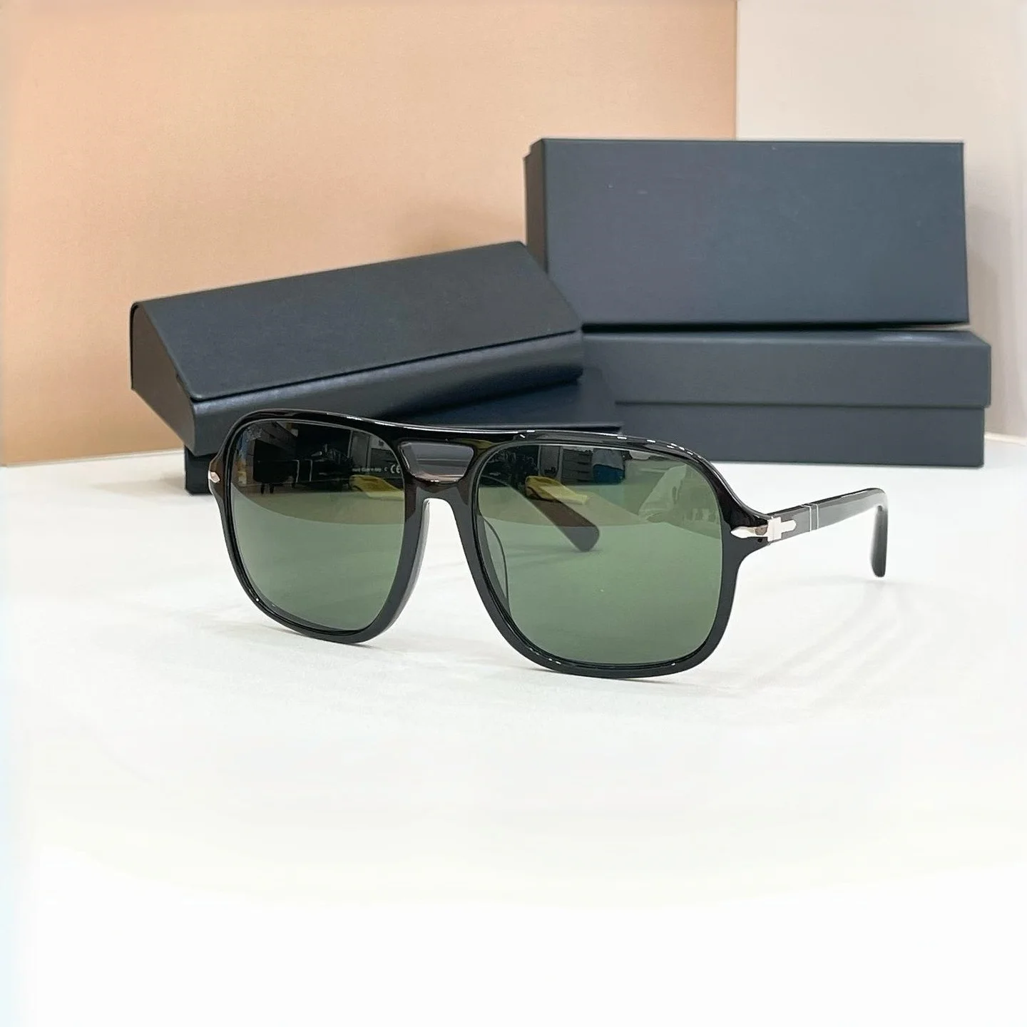 Trend Fashion Pilot Style Sunglasses Square Premium Acetate Frame Scratch-resistant Glass lens High Quality UV400 Unisex Shades